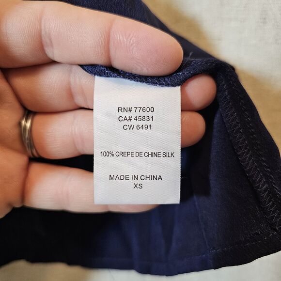 Chaser Navy Blue Mini Dress Crepe De Chine Silk Strappy Slip Pockets Womens XS - Picture 7 of 9